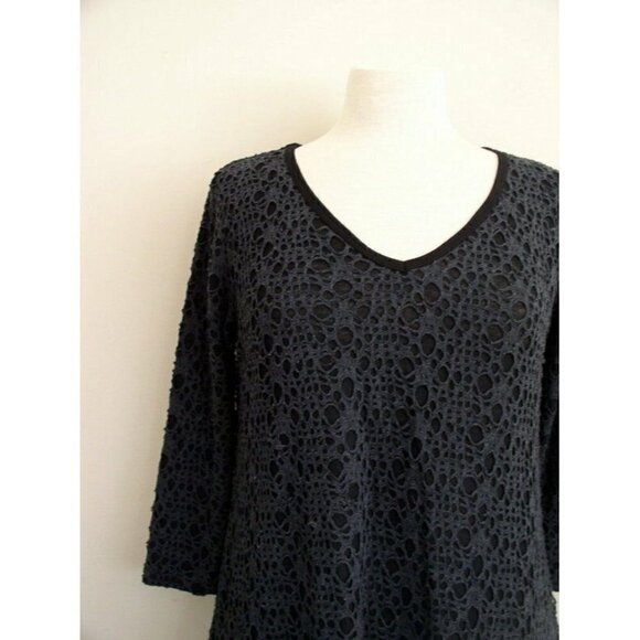 Cut Loose Womens Tunic Top Lagenlook Gray Crochet - Picture 4 of 9